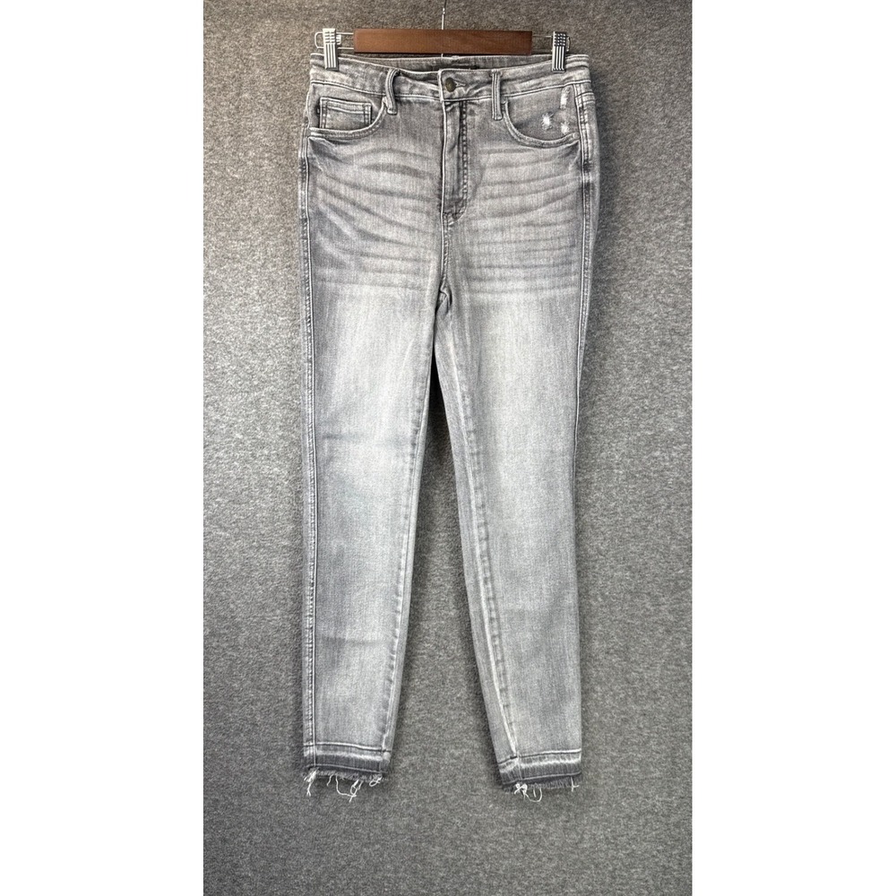 Judy Blue Skinny Jeans Size 7/28 Gray Preppy Party Distressed Raw Hem JB88792 - Picture 1 of 15